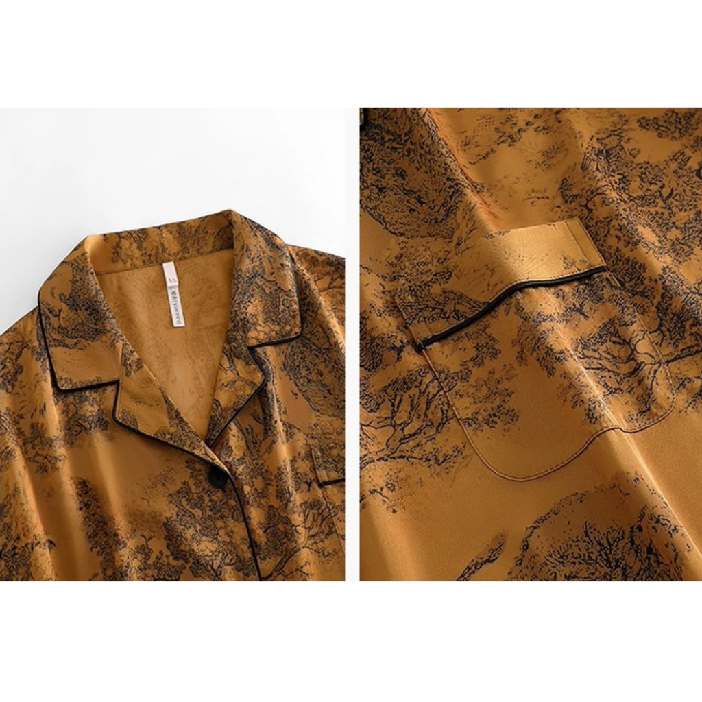 Hardal Antik Desenli Pijama Takımı