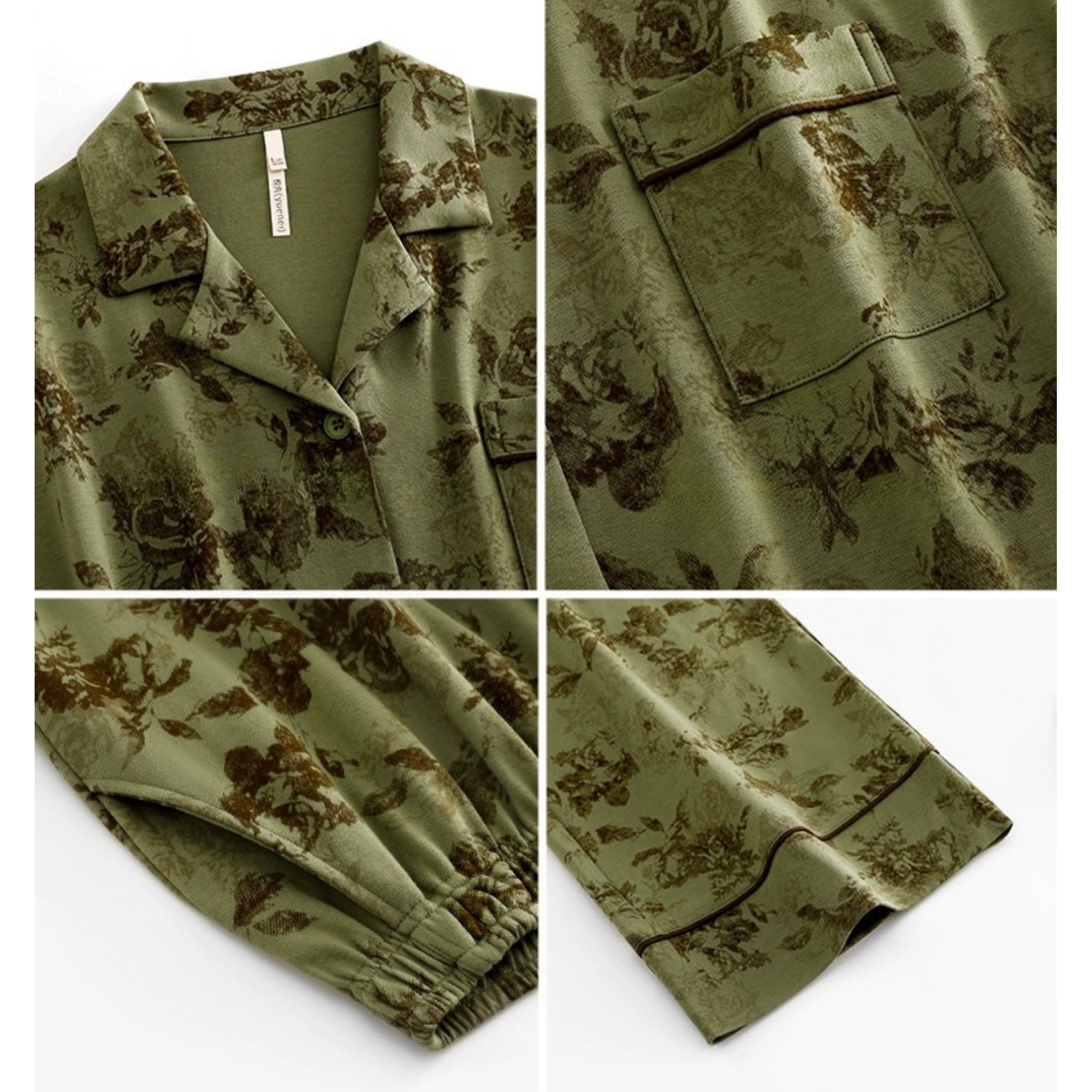 Pijama de algodón verde con diseño vintage