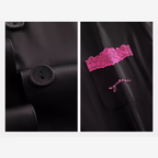 Siyah Dantel Detaylı Zarif İpeksi Pijama Takımı