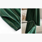 Yeşil Klasik Çizgi Desenli Pamuklu Pijama Takımı