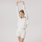 Beyaz Fiyonk Desenli Pamuklu Pijama Takımı