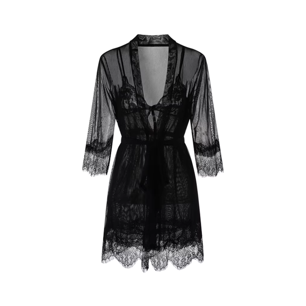 French Style Elegant Lace Detail Nightgown/Robe Set