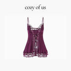 Fransız Stil Dantel Detaylı İpli Tasarım Gecelik/Sabahlık Set