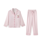 Pembe Kalp Yaka Saten Pijama Takımı