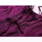 Fransız Stil Dantel Detaylı İpli Tasarım Gecelik/Sabahlık Set