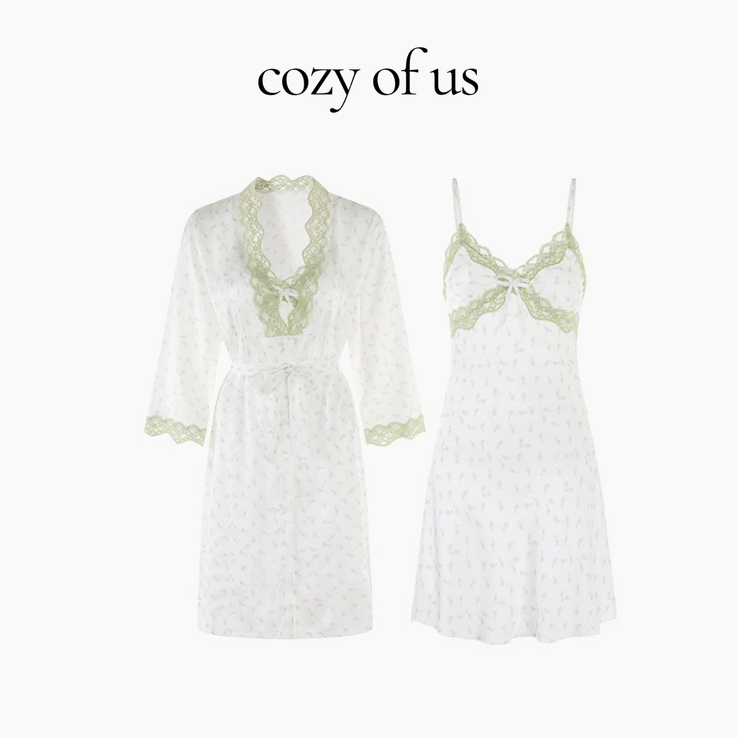 Fransız Yeni Stil Saten Dokulu İnce Model Saf Gecelik/Sabahlık Set