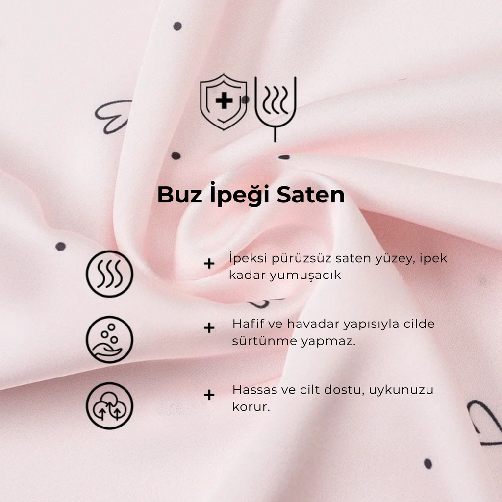 Fransız Yeni Stil Saten Dokulu İnce Model Saf Gecelik/Sabahlık Set