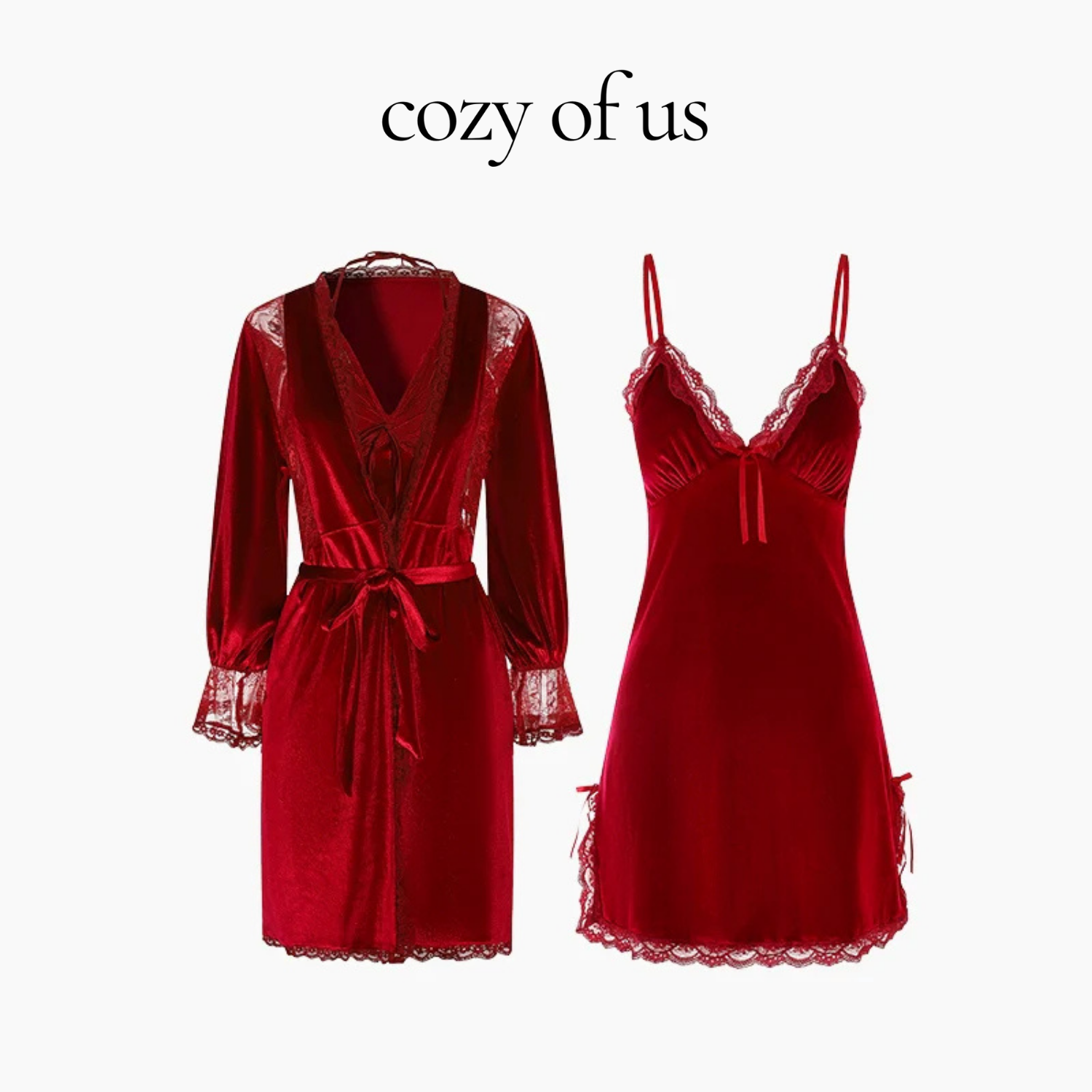 Fransız Yeni Stil Kadife Gecelik/Sabahlık Set