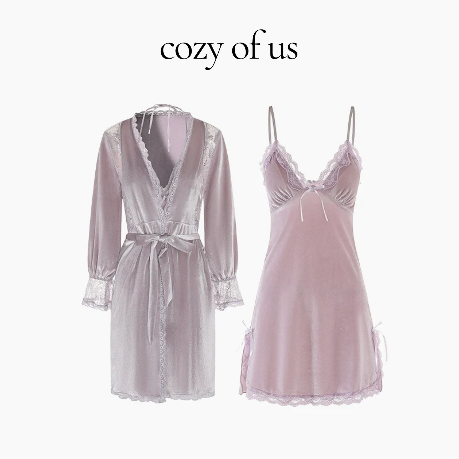 Fransız Yeni Stil Kadife Gecelik/Sabahlık Set