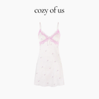 Fransız Yeni Stil Saten Dokulu İnce Model Saf Gecelik/Sabahlık Set