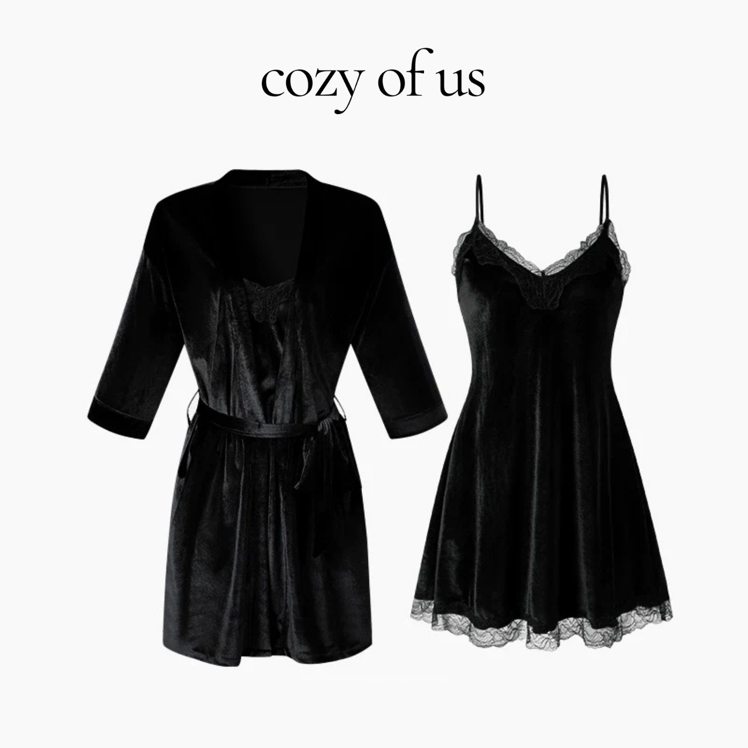 Fransız Yeni Stil Kadife Gecelik/Sabahlık Set