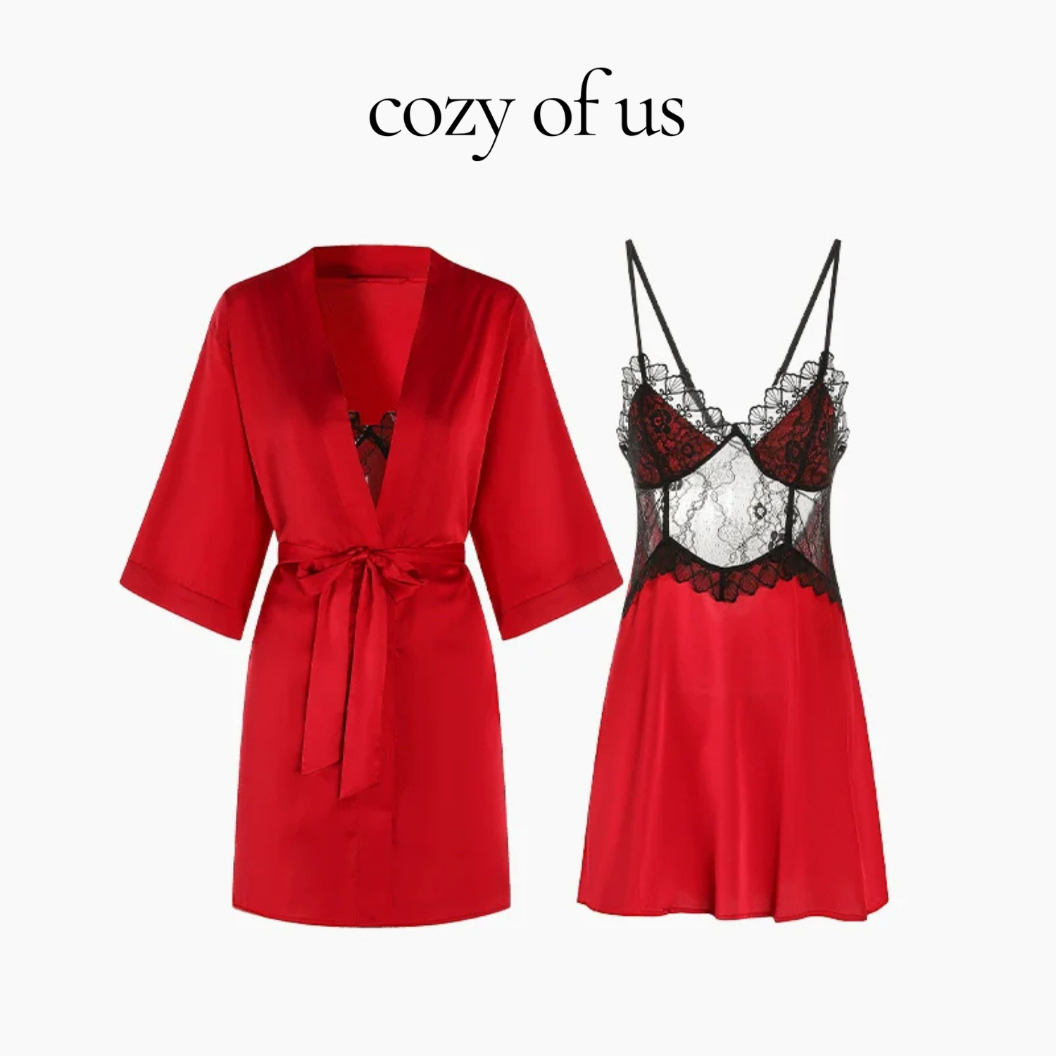 Fransız Yeni Stil Saten Dokulu Saf Dantel Gecelik /Sabahlık Set