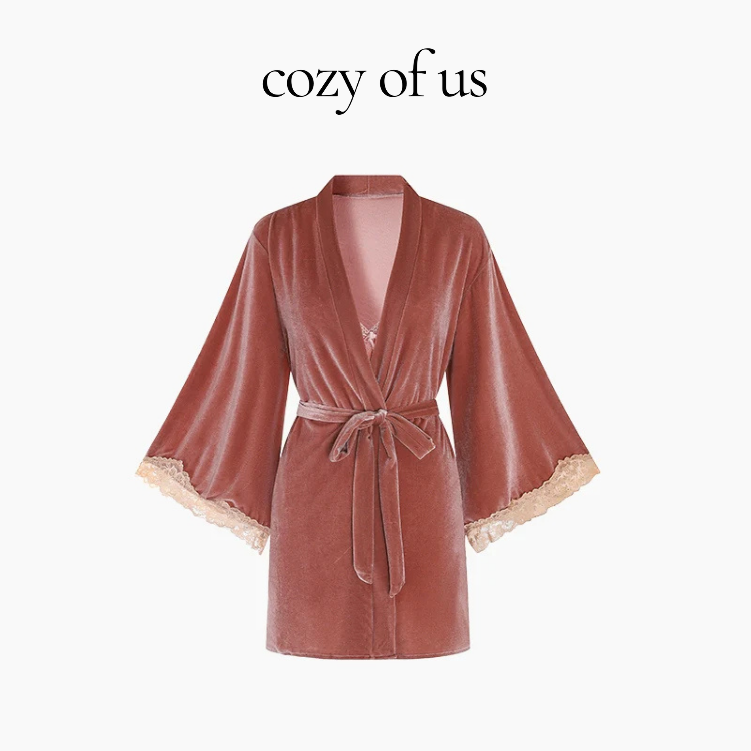 Fransız Yeni Stil Özel Kadife Dantel Gecelik/Sabahlık Set