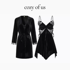 Fransız Yeni Stil Saten Dokulu Dantel Kelebek Gecelik/Sabahlık Set