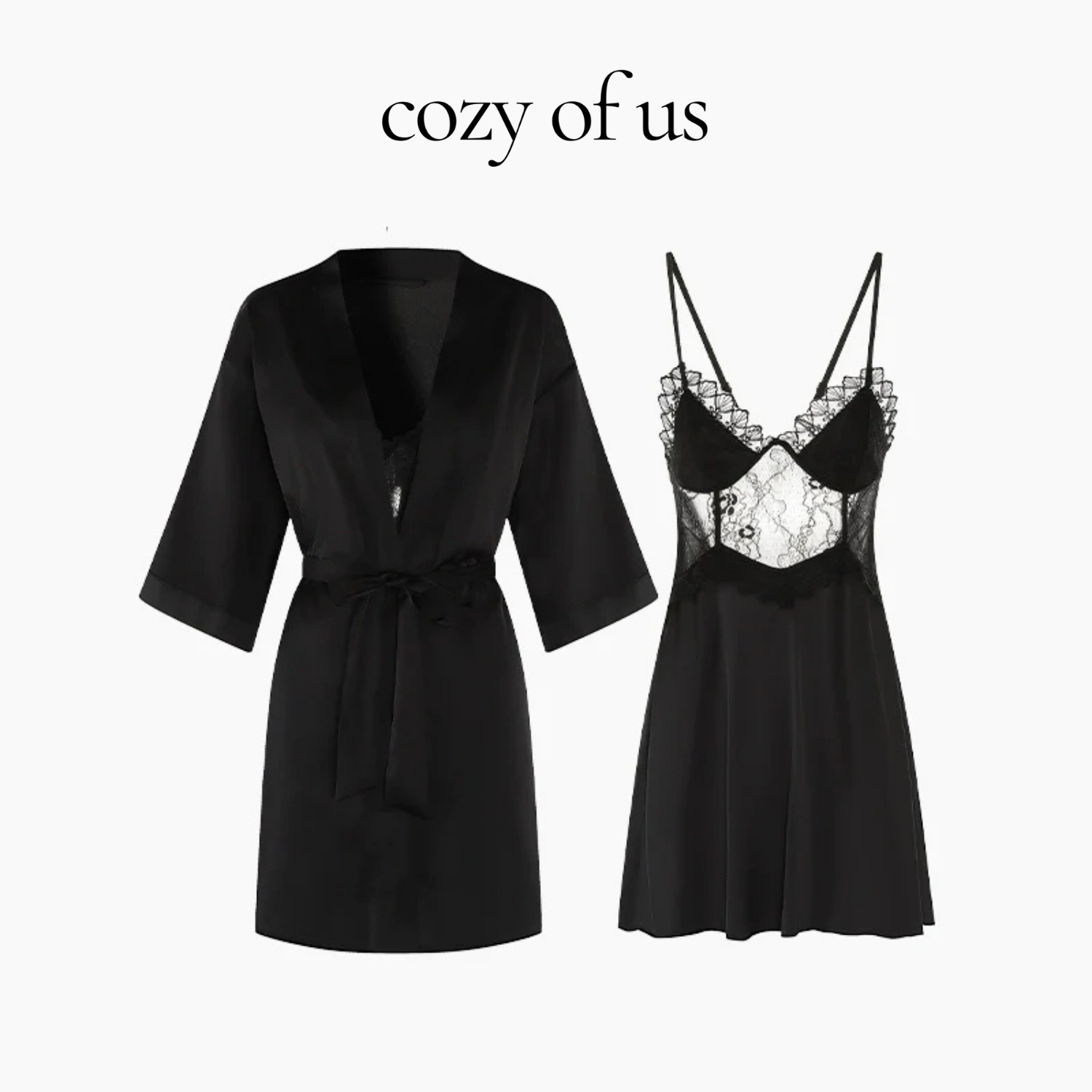 Fransız Yeni Stil Saten Dokulu Saf Dantel Gecelik /Sabahlık Set