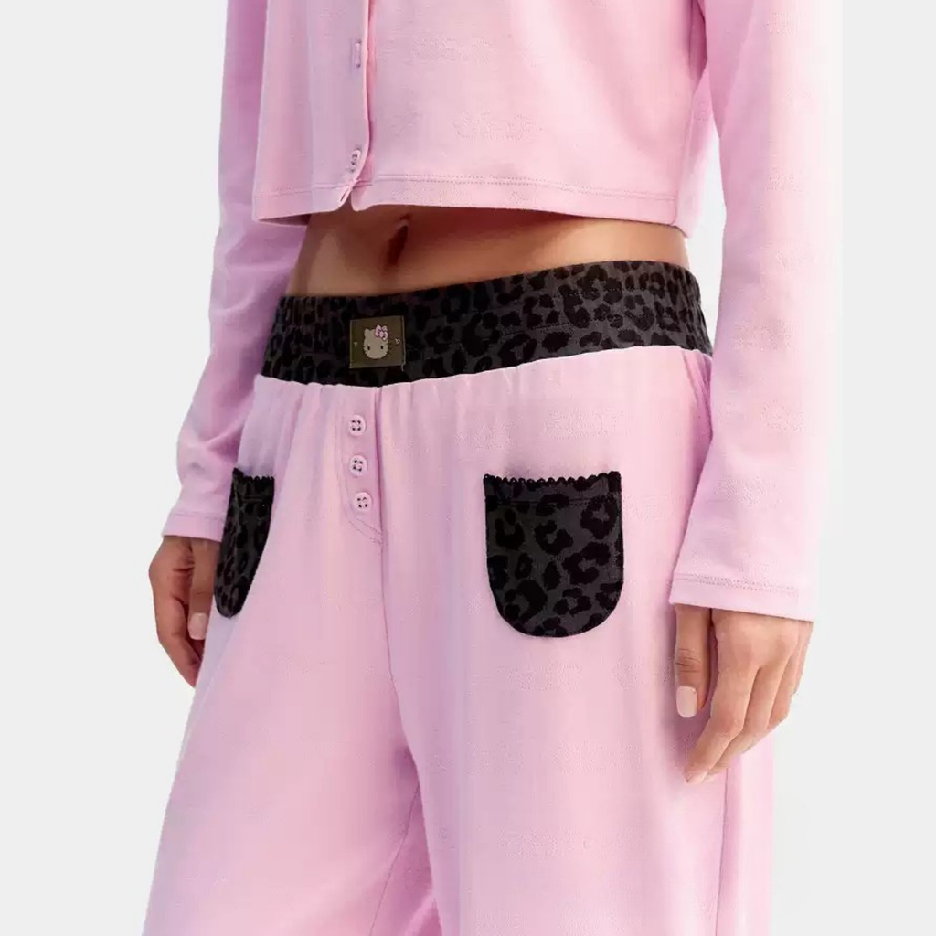 Hello Kitty Leopar Desenli Pamuklu Pantolon