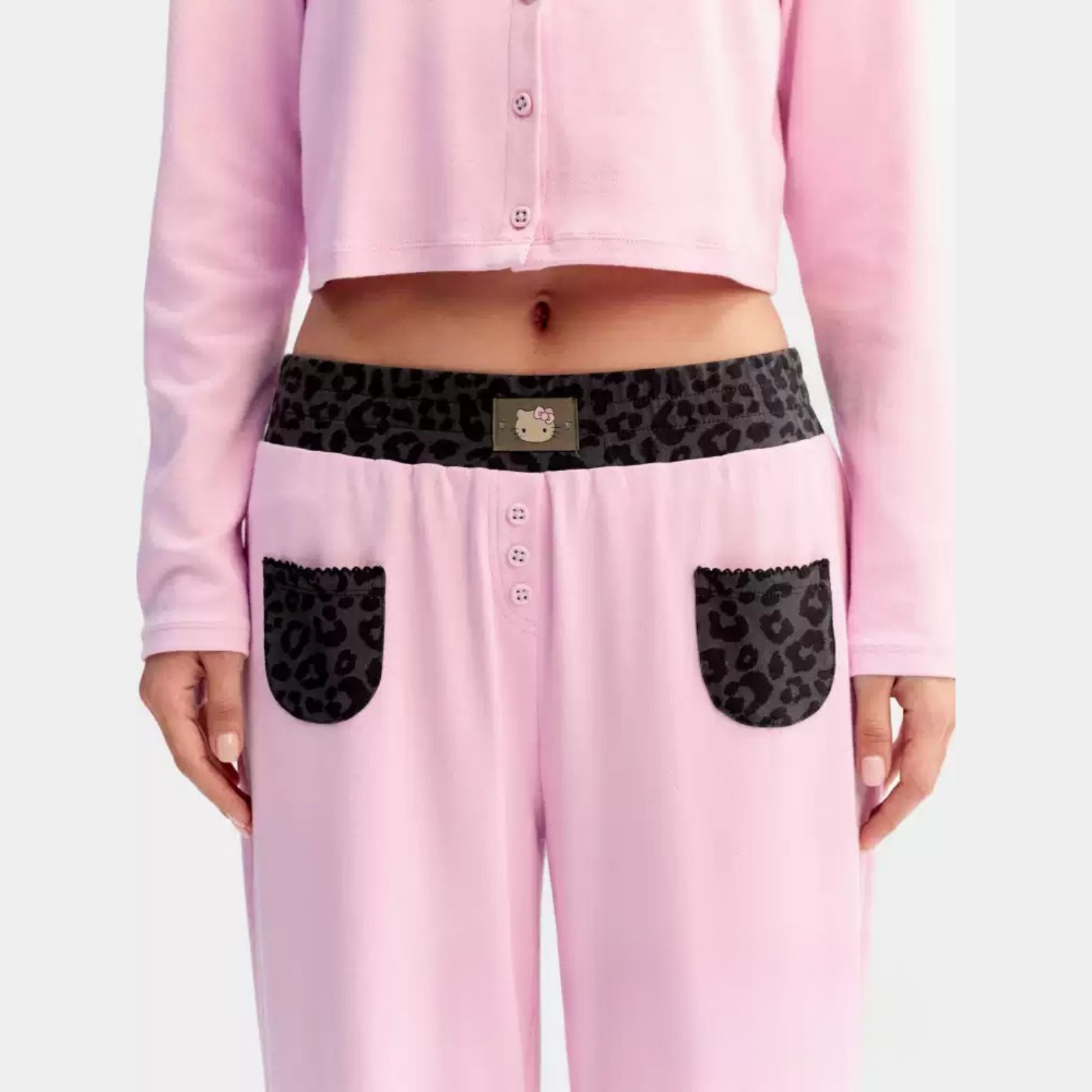 Hello Kitty Leopar Desenli Pamuklu Pantolon