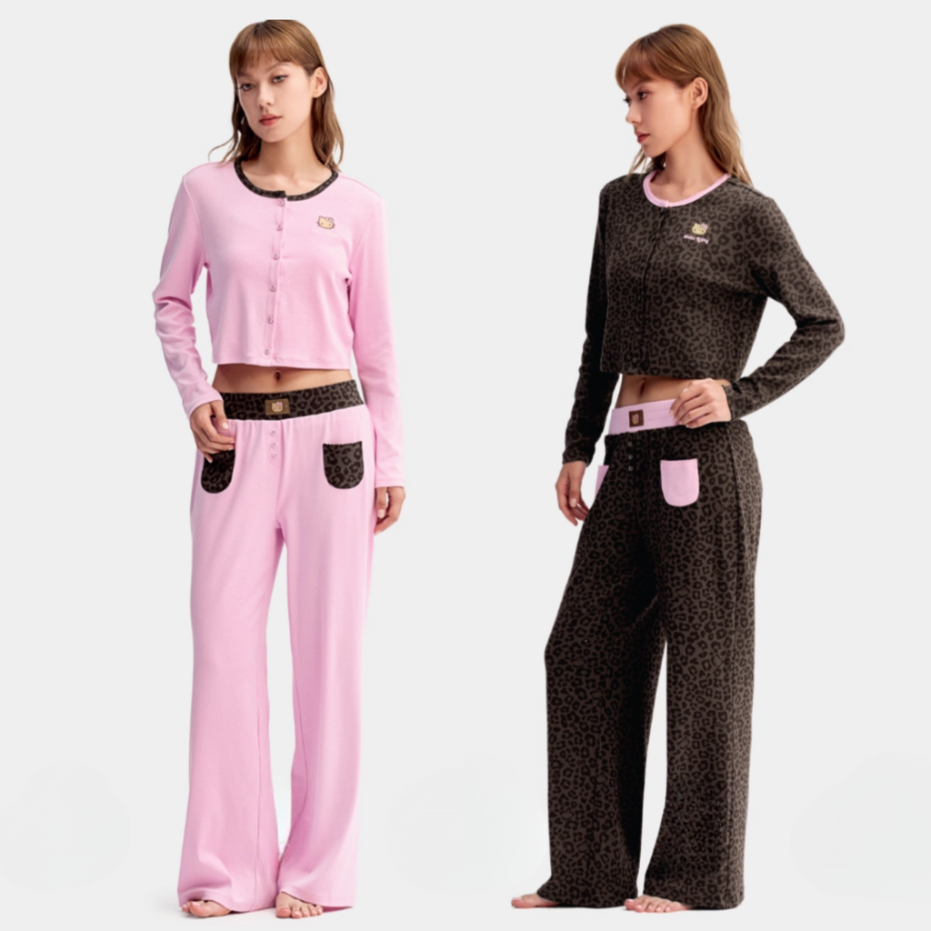 Hello Kitty Leopar Desenli Pamuklu Örme Hırka