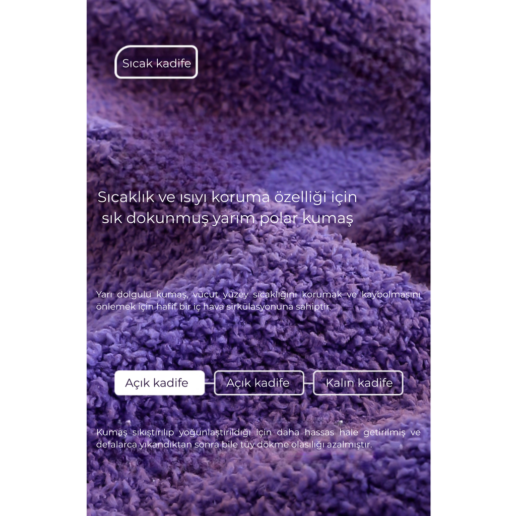 Mor Batik Desenli Yumuşak Polar Pijama Takımı