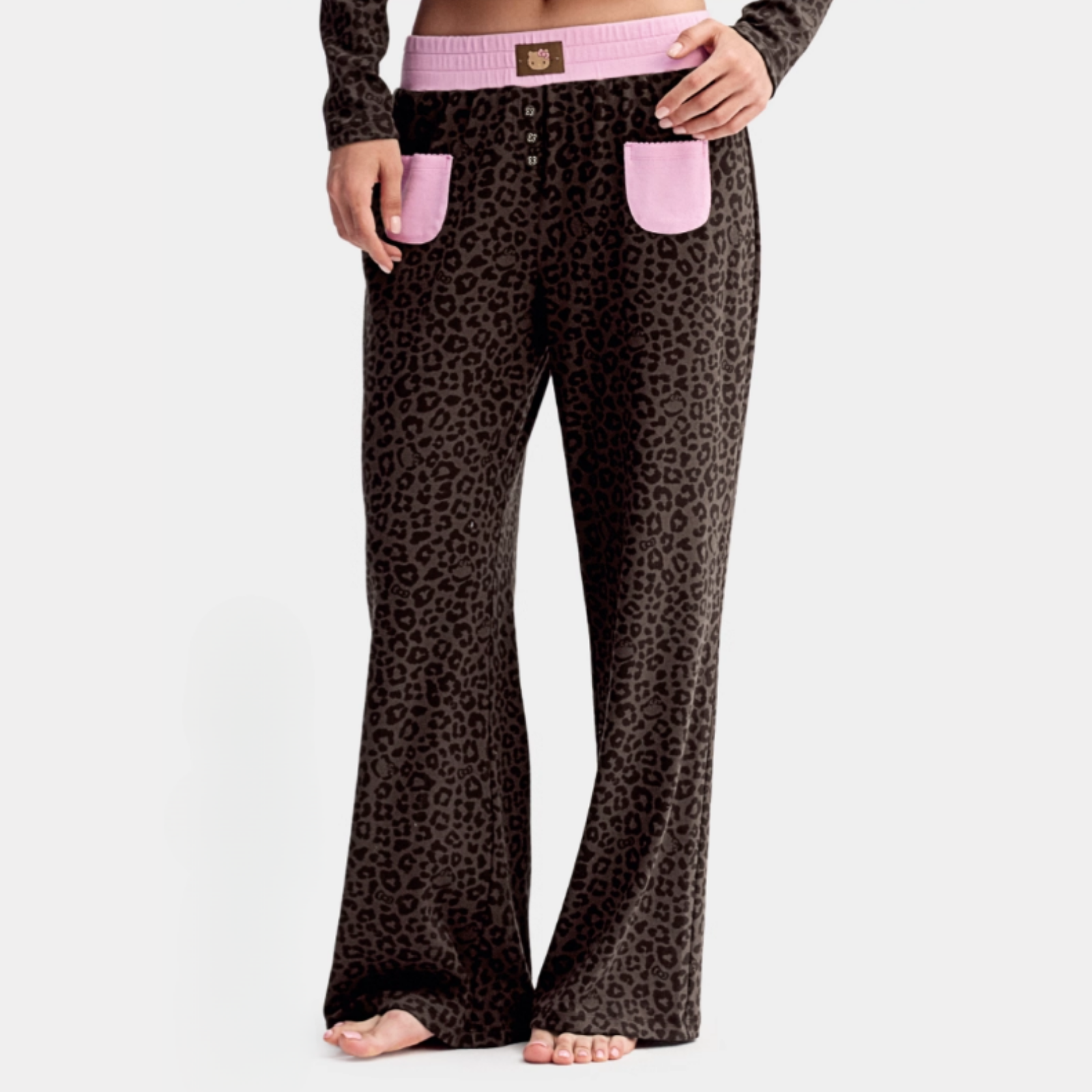 Hello Kitty Leopar Desenli Pamuklu Pantolon