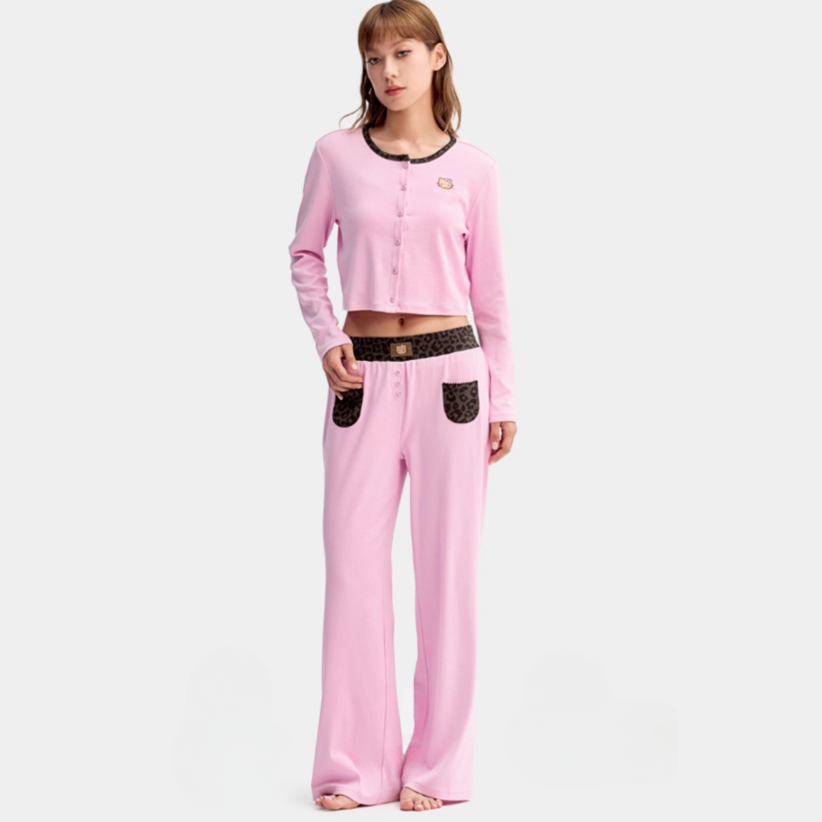 Hello Kitty Leopar Desenli Pamuklu Pantolon