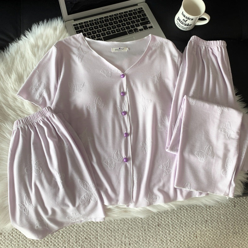 Butterfly Dream – Modal Kadın Pijama Takımı (3 Parça+Göğüs Pedli)