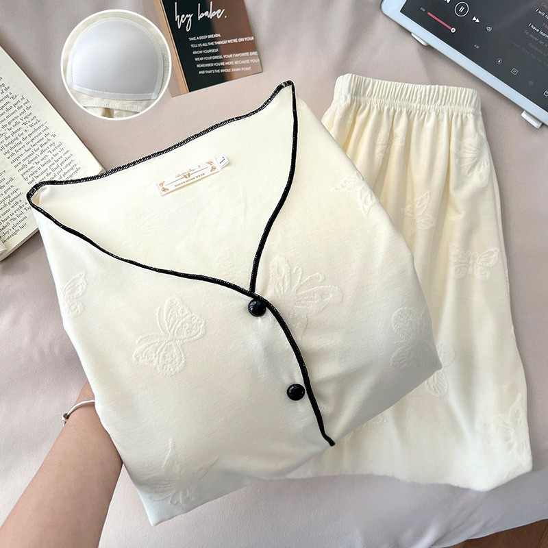 Butterfly Dream – Modal Kadın Pijama Takımı (3 Parça+Göğüs Pedli)