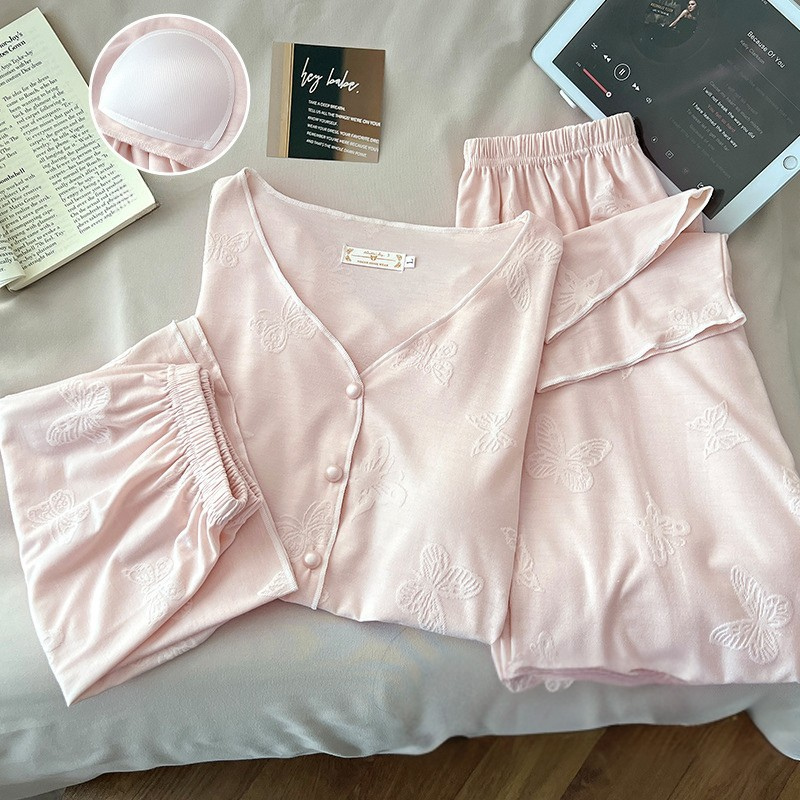 Butterfly Dream – Modal Kadın Pijama Takımı (3 Parça+Göğüs Pedli)