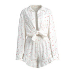 Conjunto Corazón Florecido – Pijama con pantalón corto de algodón con corazón