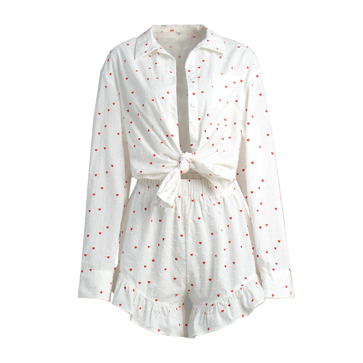 Heart Bloom Set – Kalpli Pamuklu Şortlu Pijama Takımı