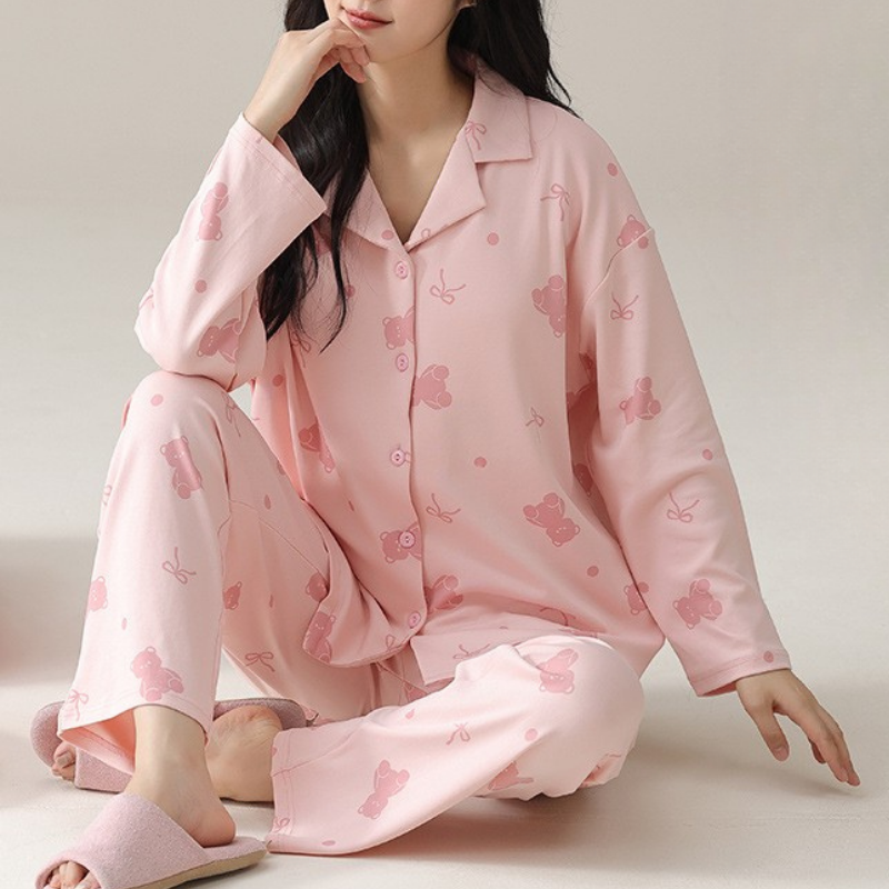 PureEase – Göğüs Pedli Pamuklu Pijama Takımı