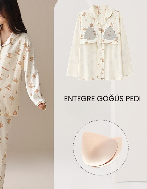 PureEase – Göğüs Pedli Pamuklu Pijama Takımı