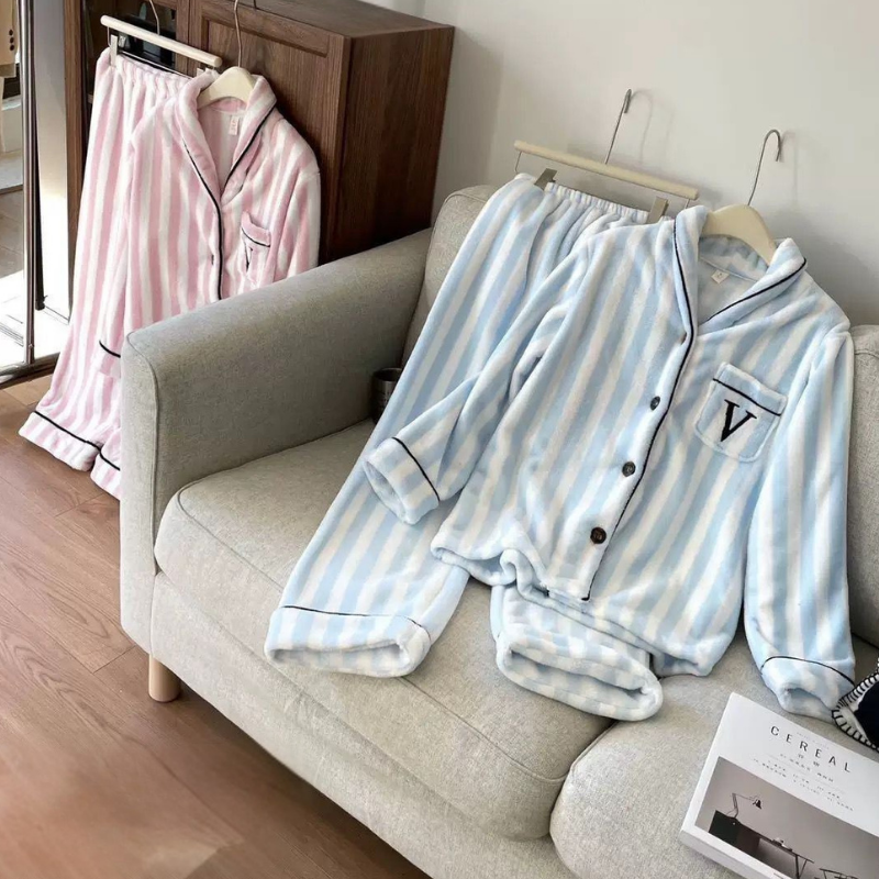 Stripe Flanel – Yumuşak Pamuklu Çizgili Flanel Pijama Seti
