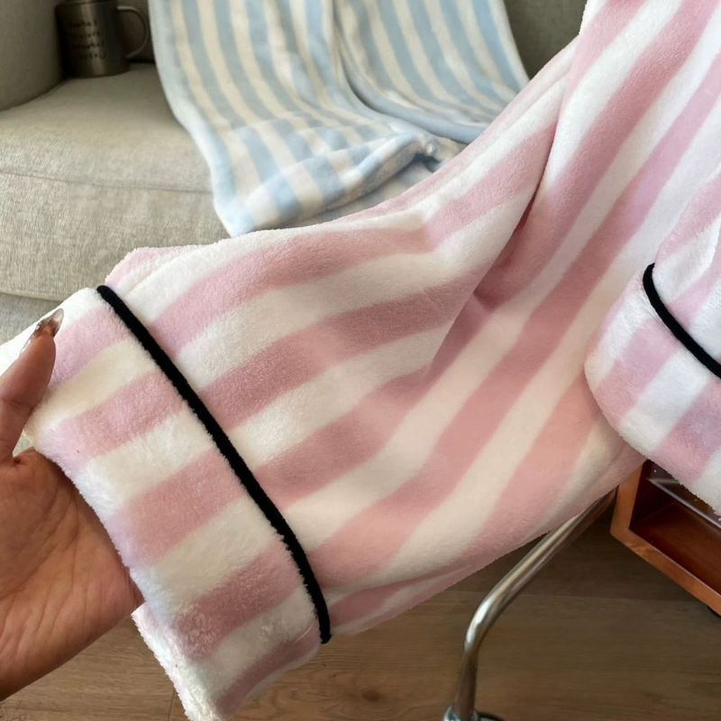 Stripe Flanel – Yumuşak Pamuklu Çizgili Flanel Pijama Seti