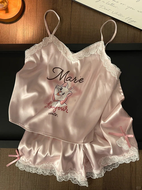 Bonjour Marie – Saten Dantelli Kadın Şortlu Pijama Takımı