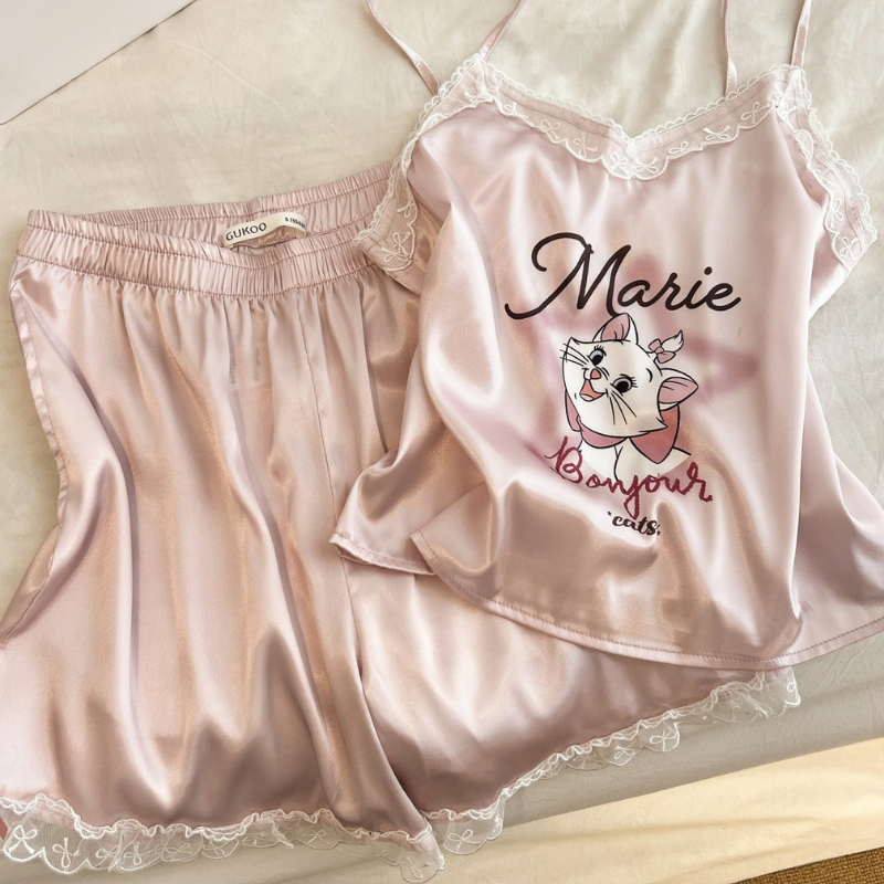 Bonjour Marie – Saten Dantelli Kadın Şortlu Pijama Takımı