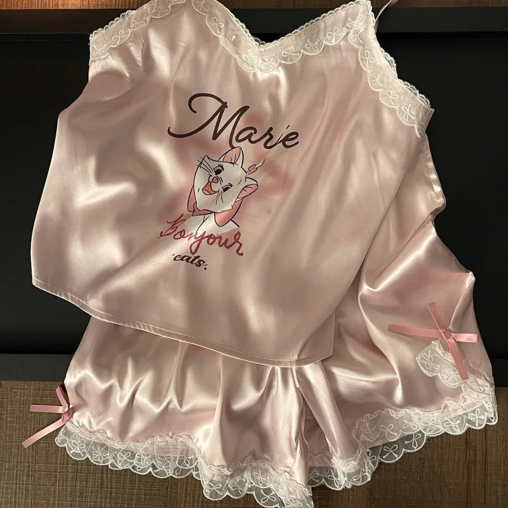 Bonjour Marie – Saten Dantelli Kadın Şortlu Pijama Takımı