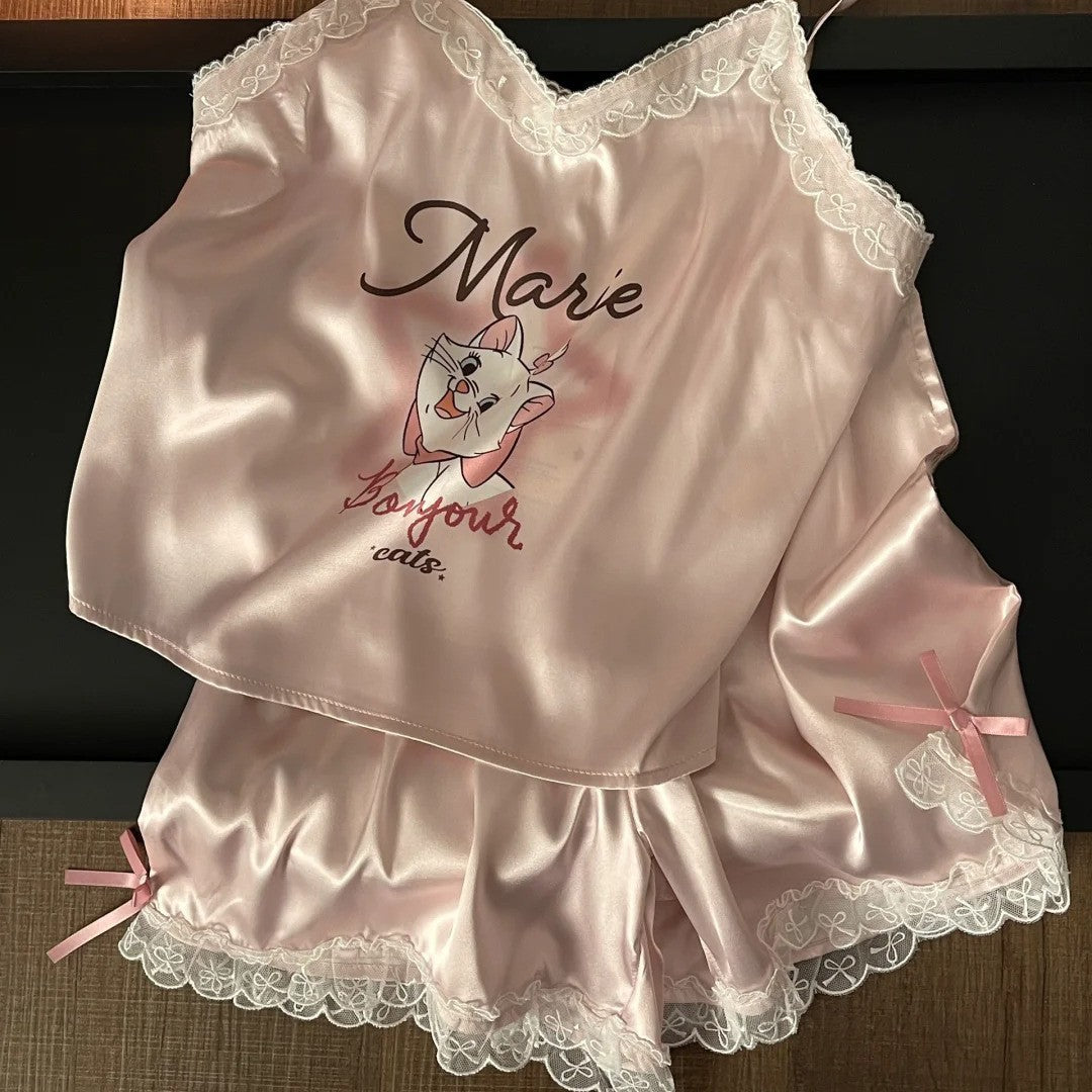 Bonjour Marie – Saten Dantelli Kadın Şortlu Pijama Takımı