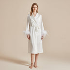 Feather Grace White Feathered Satin Robe