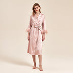 Feather Grace Pink Feathered Satin Robe
