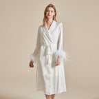Feather Grace White Feathered Satin Robe