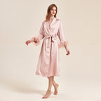 Feather Grace Pink Feathered Satin Robe