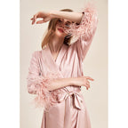 Feather Grace Pink Feathered Satin Robe