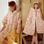 Pink Bow – Hooded Plush Women's Robe