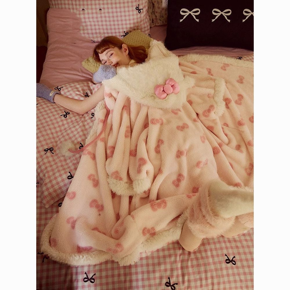 Pink Bow – Kapüşonlu Peluş Kadın Sabahlık