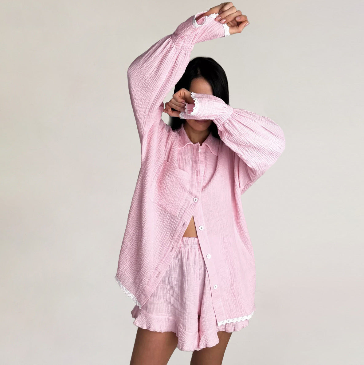 Pink Cotton Set – Pamuklu Şortlu Kadın Pijama Takımı