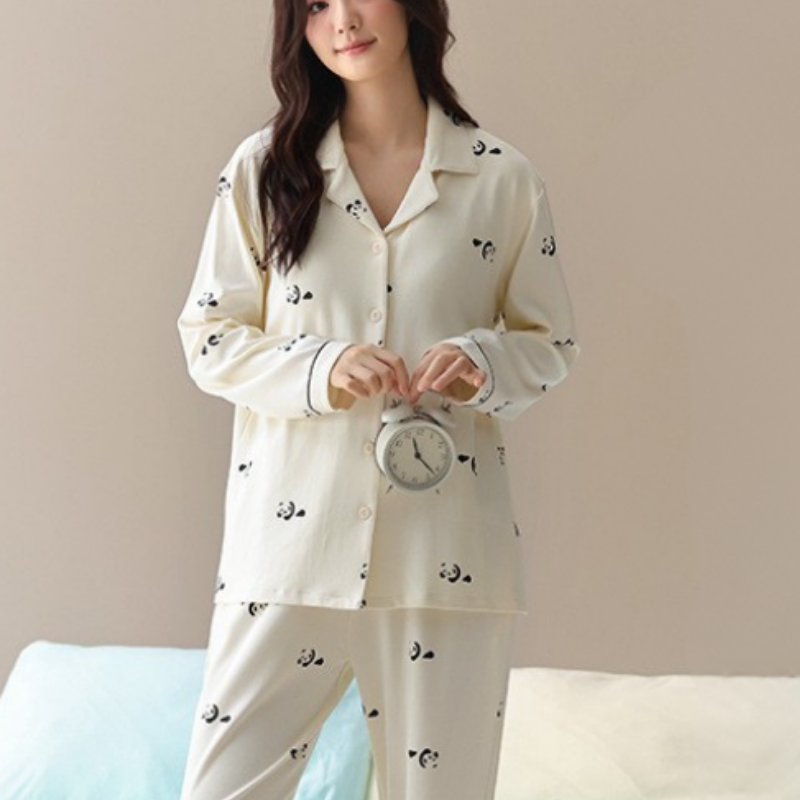 PureEase – Göğüs Pedli Pamuklu Pijama Takımı