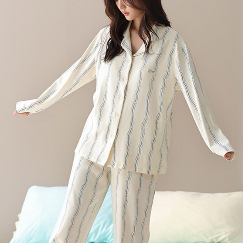 PureEase – Göğüs Pedli Pamuklu Pijama Takımı