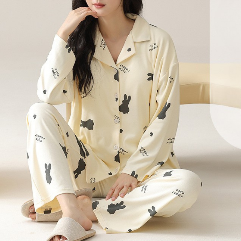 PureEase – Göğüs Pedli Pamuklu Pijama Takımı