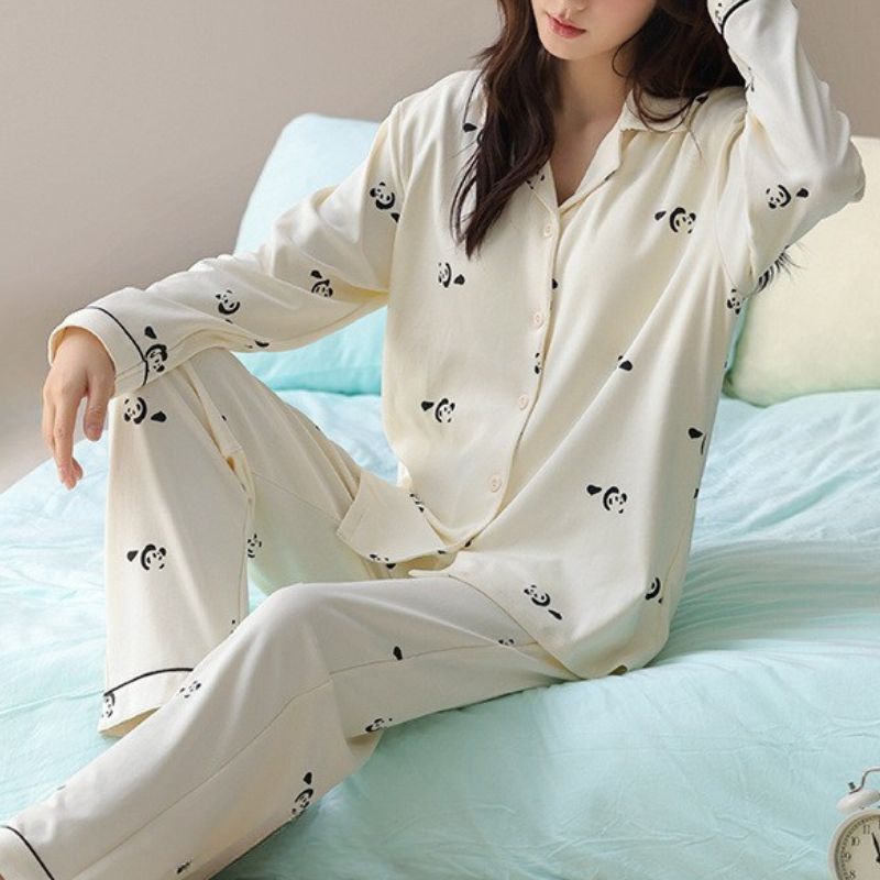 PureEase – Göğüs Pedli Pamuklu Pijama Takımı